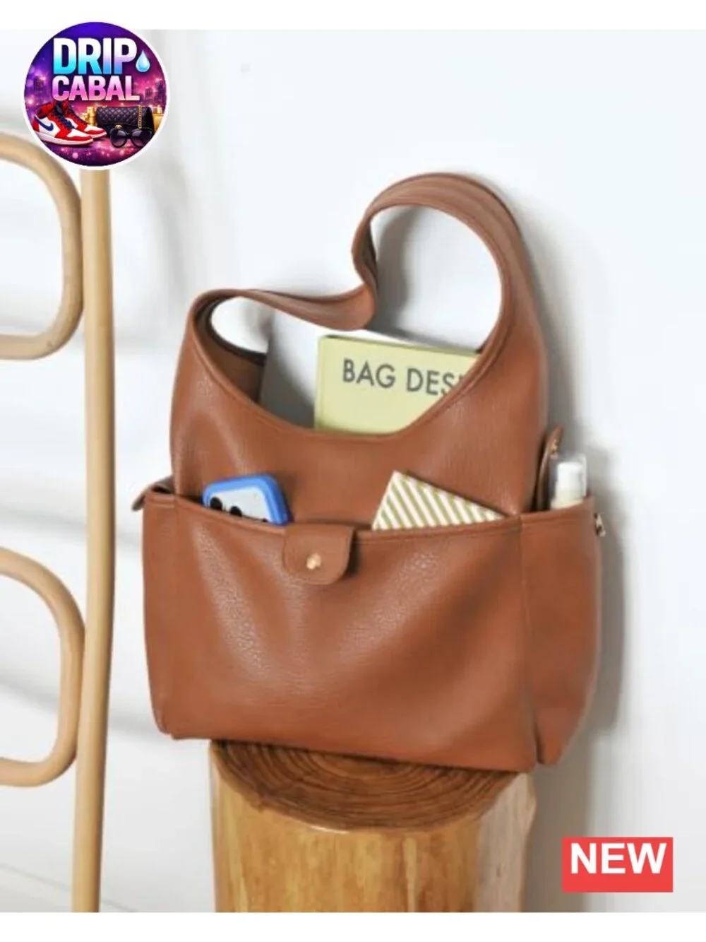 Soft Faux Leather Hobo Bag Women Multi-Pocket Shoulder Purse Magnetic Closure